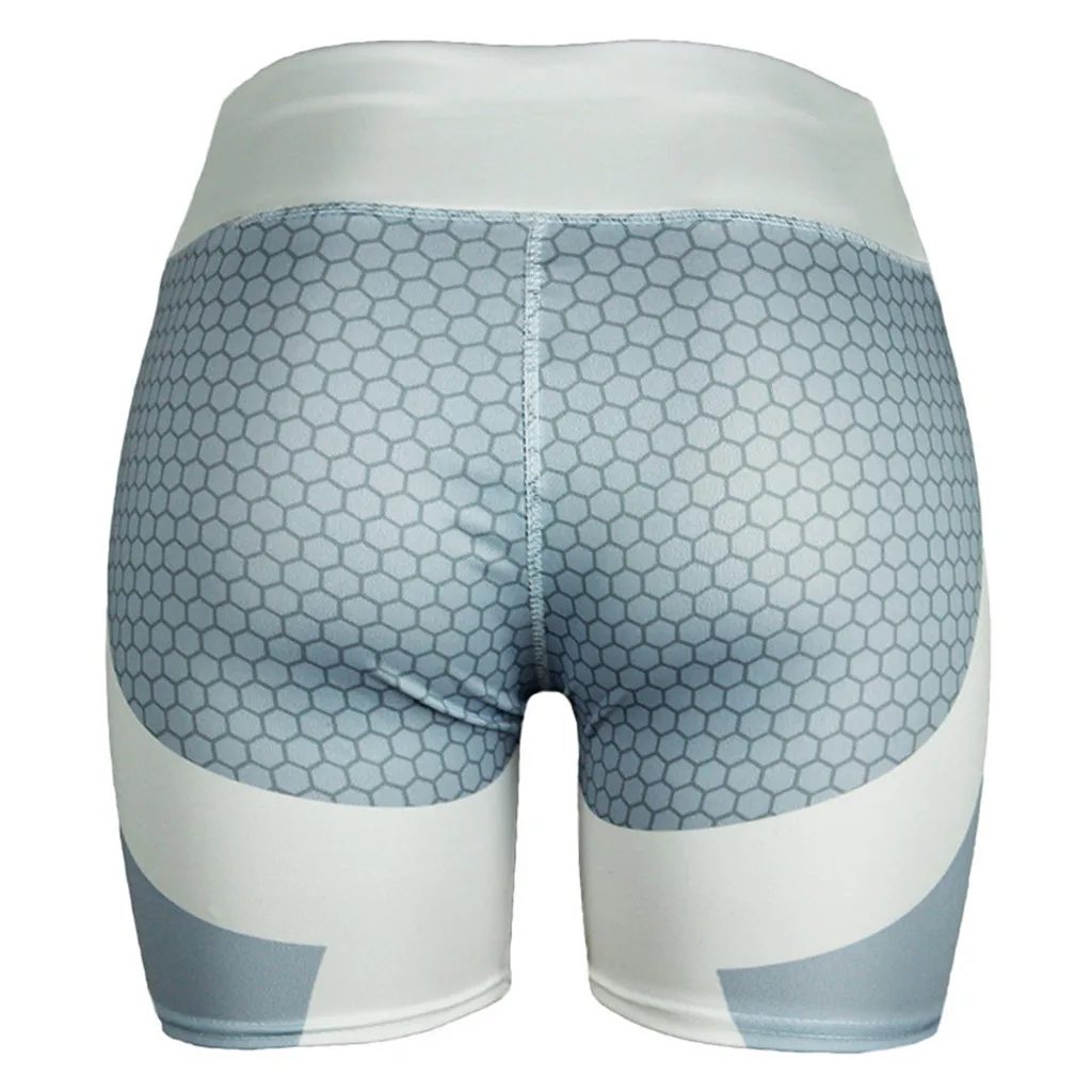 Женские шорты с цифровой печатью в виде сот Лоскутные высокой талией для йоги