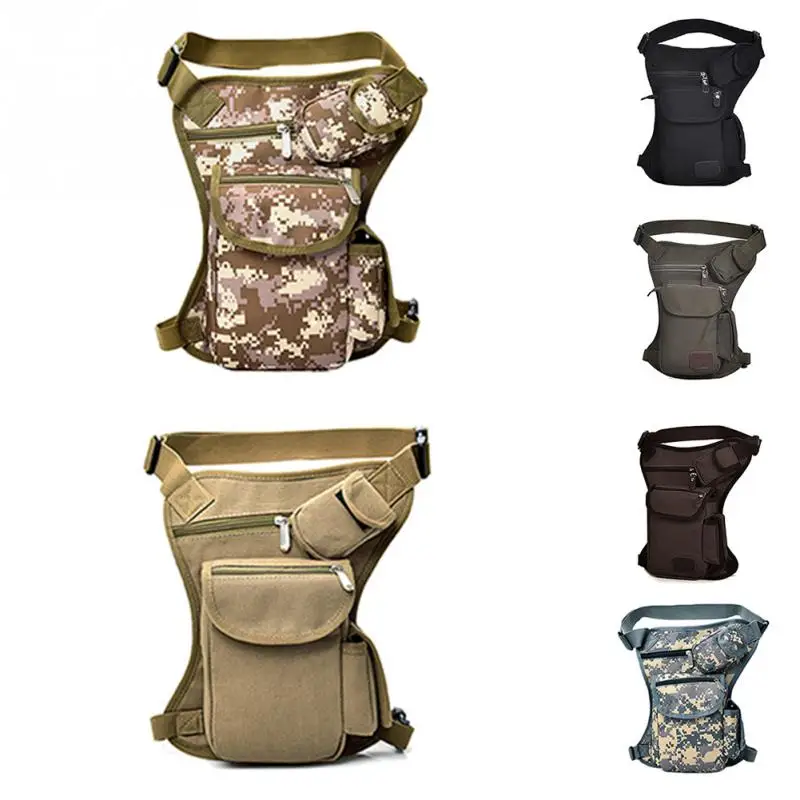 Men Canvas Drop Leg Bag Waist Bag Fanny Pack Belt Hip Bum Military travel Multi-purpose Motorcycle Messenger Shoulder Bags images - 6