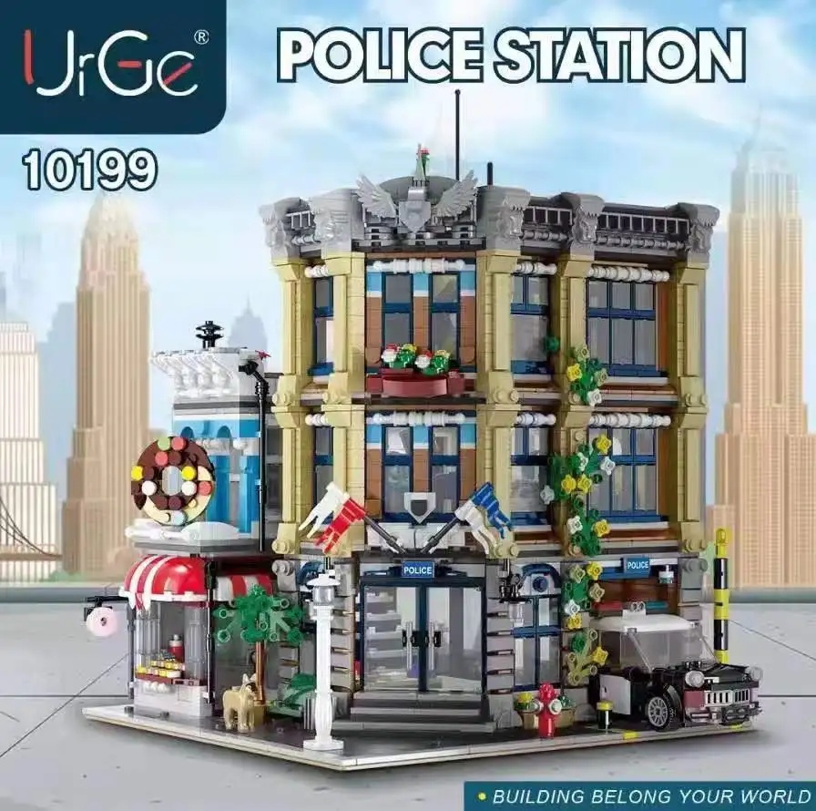

Город МОС уличная серия кирпичный модульный городской полицейский участок Садовый центр модель конструктора игрушки подарок