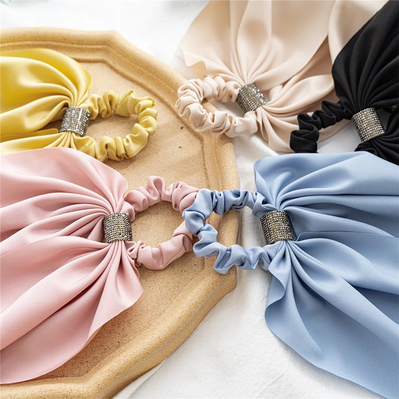 

Korean Style Bowknot Scrunchies For Women Girls Solid Color Elastic Hair Bands Western Style Ponytail Holder Hair Ropes