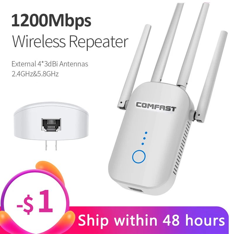 

Wifi Extender Dual Band 1200Mbps Comfast CF-WR758AC High Antennas Wireless 2.4G&5.8G Repeater Router Bridge Signal Amplifier