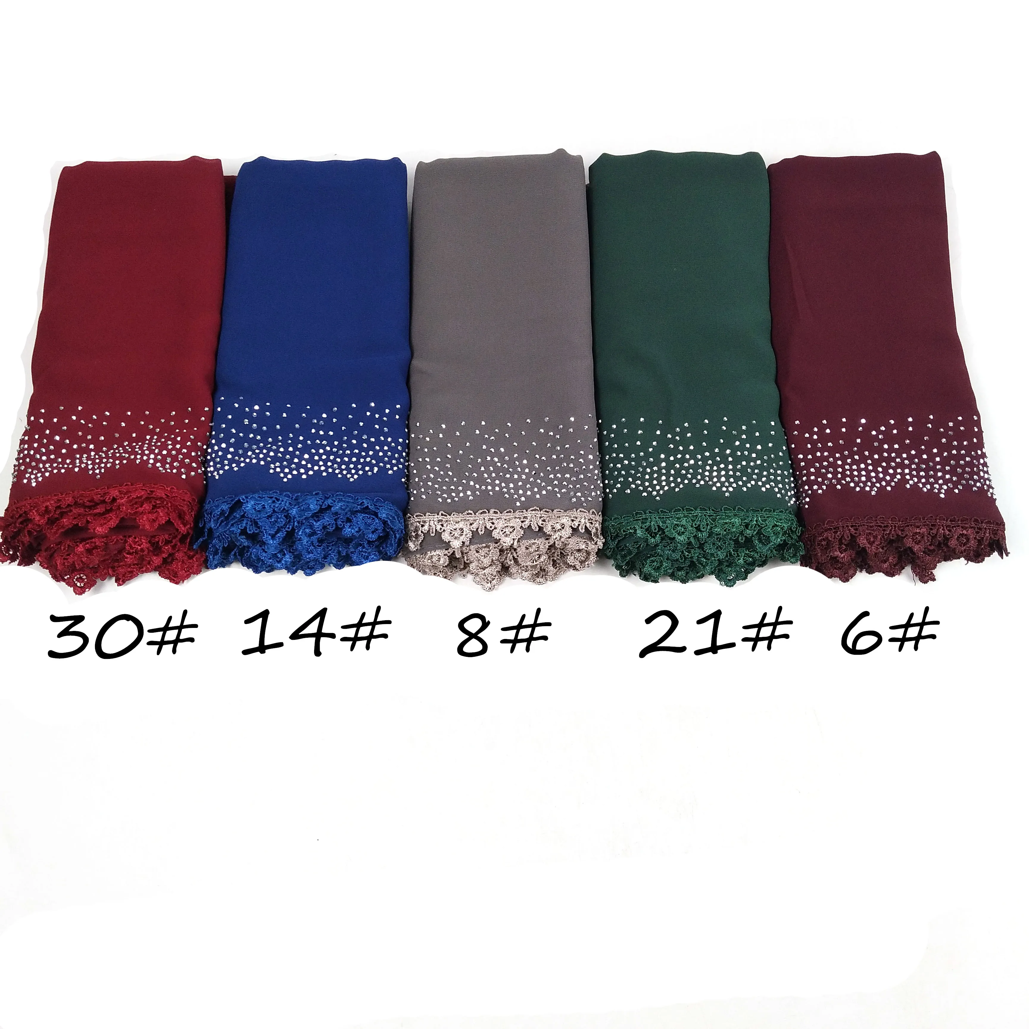 W3 10 шт. высококачественный шифоновый мусульманский хиджаб с бриллиантами