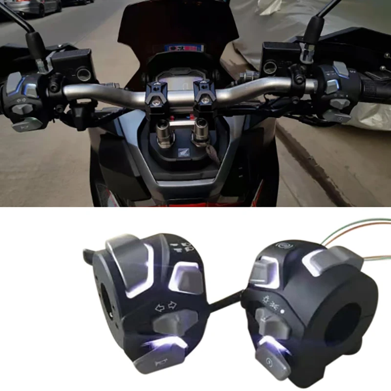 Переключатель с подсветкой для мотоцикла лампа фары кнопка управления на руль