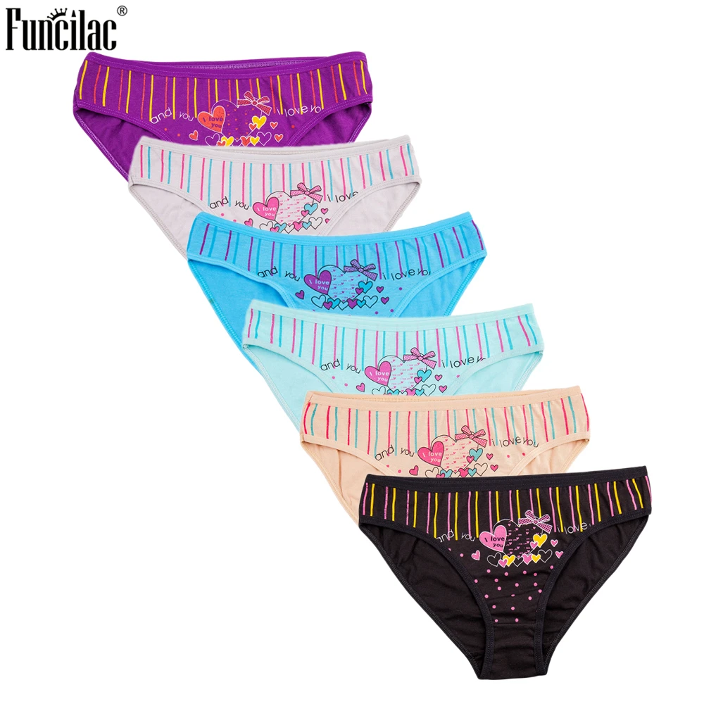 Женские хлопковые трусы FUNCILAC нижнее белье с бантом и принтом мягкое низкой
