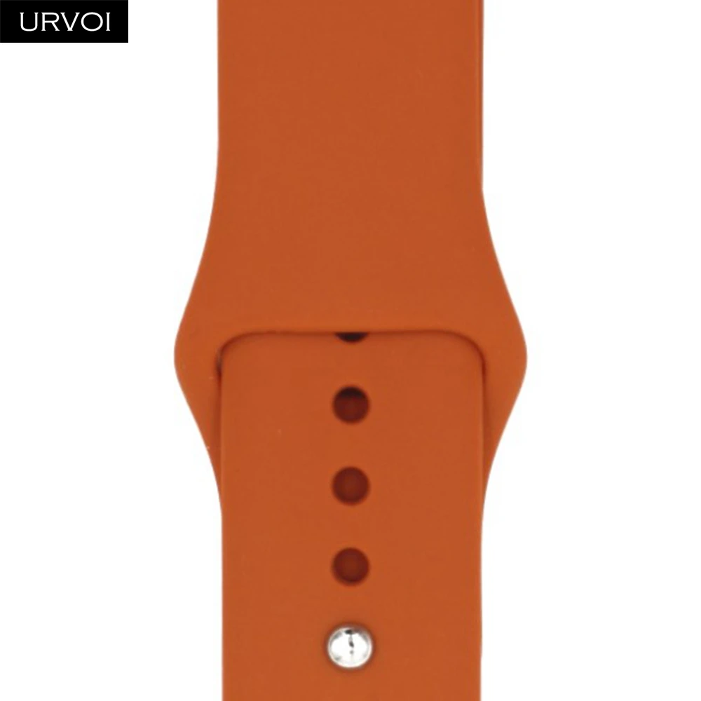 Dark Orange Спортивный ремешок URVOI для apple watch 5, 4, 3, 2, 1, силиконовый ремешок для iWatch 40 мм, 44 мм, застежка на булавке и застежке, новинка, сосновый зеленый - Цвет ремешка: Dark Orange