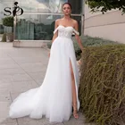 Платье Свадебное ТРАПЕЦИЕВИДНОЕ с разрезом по бокам, с аппликацией