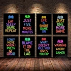 Постер игровой комнаты, декор для Playstation Gamer, неоновая Картина на холсте, картина с цитатами для игр, настенное искусство для мальчиков, Декор для дома