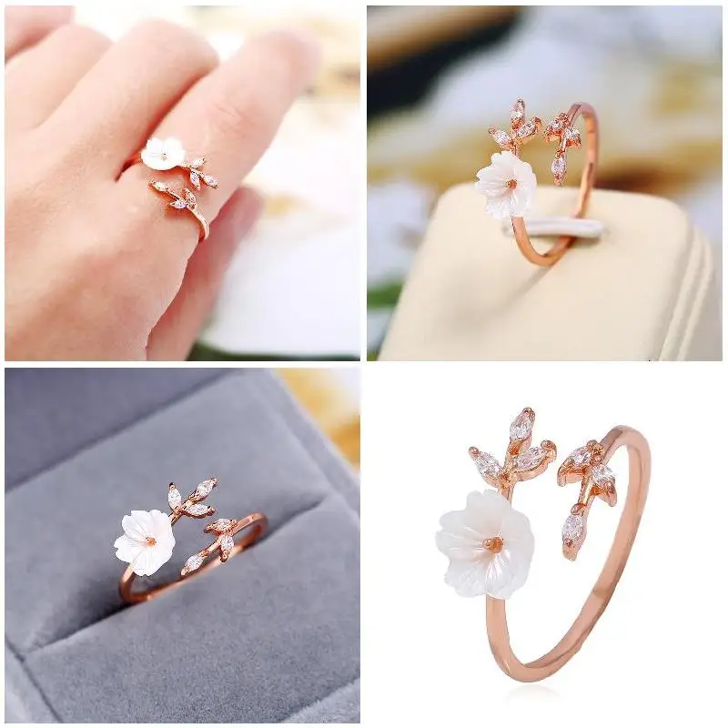 

Кольца Anillos Mujer Women Open Adjustable Ring Crystal Flower Jewelry Wedding Finger Rings Кольца 2021 Тренд Rings For Women