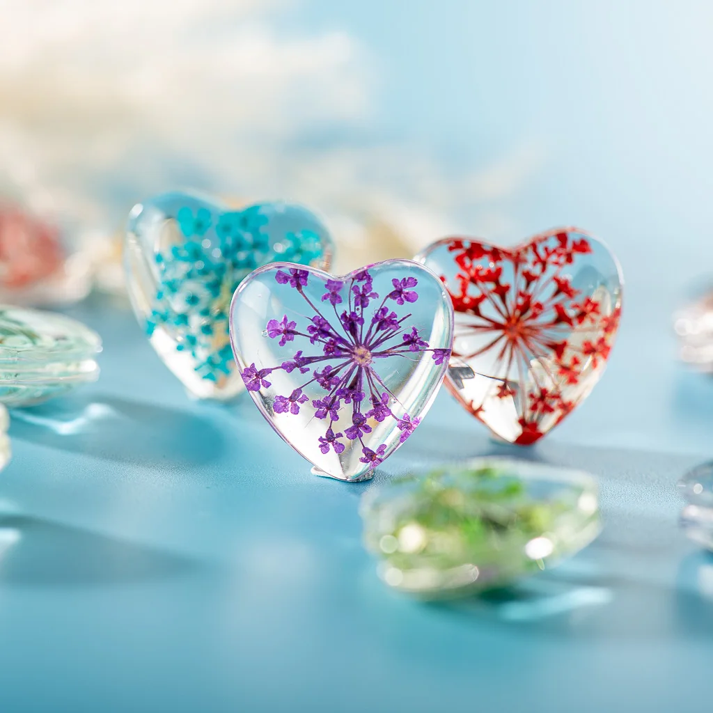 20 #5 шт без крючка в форме Харт настоящие сухие цветы со стеклянной бусиной оптом