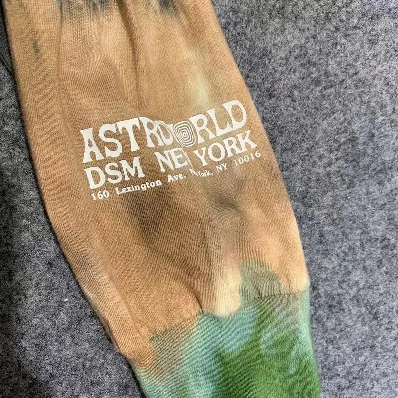 19ss принтом Трэвиса Скотта ASTROWORLD тай дай граффити Astrworld футболка Для мужчин женщин