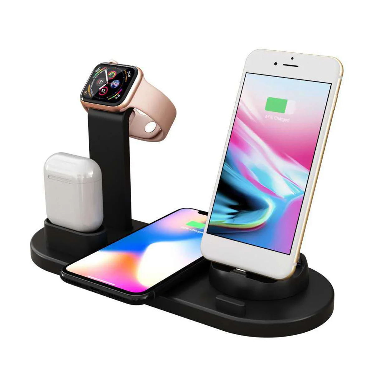 4 в 1 зарядная док-станция держатель для iPhone XS MAX для Xiaomi для Apple Watch для Airpod Dock Беспроводная зарядная подставка крепление для станции