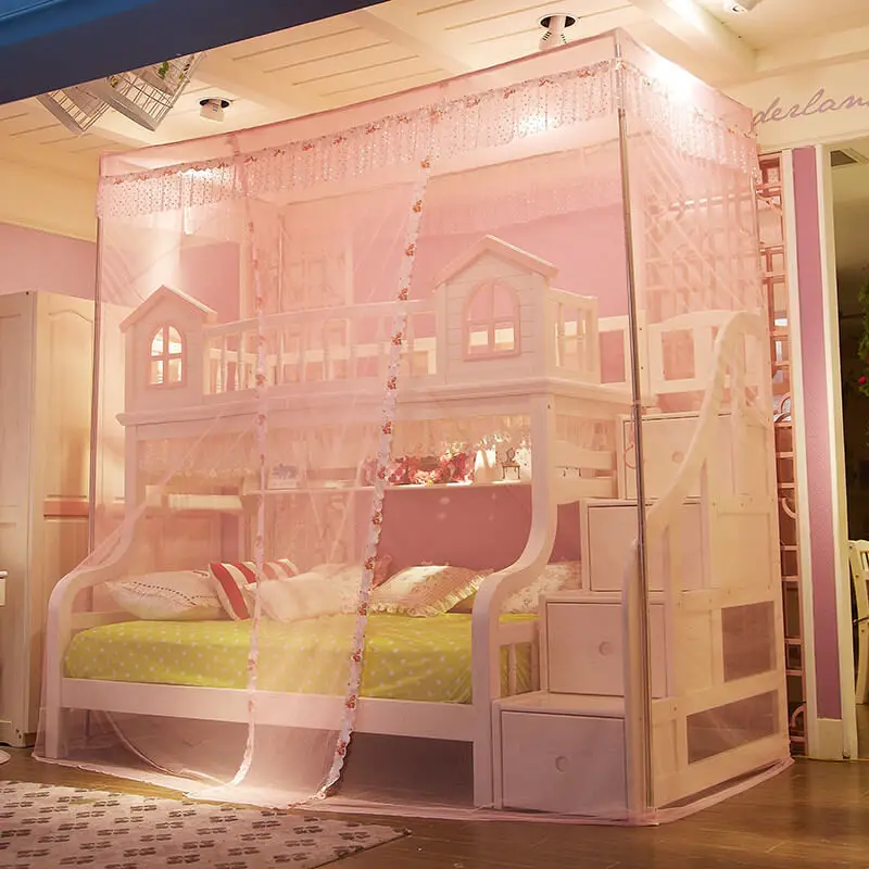 Летняя двухъярусная кровать LeRadore элегантная кружевная детская для открытия 1 2 м/1