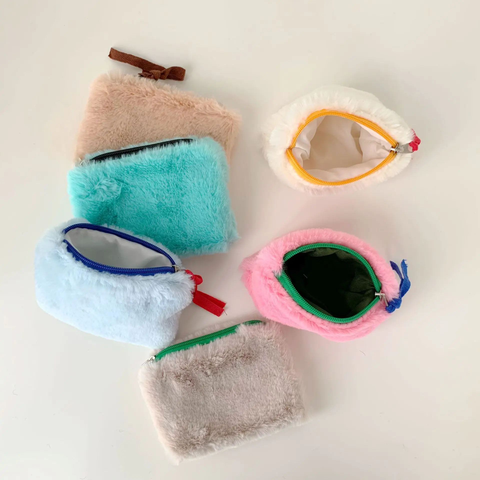 

Plush Coin Purse Winter New Women Small Square Wallet Solid Color Cute Pouch Zero Zipper Card Purse Korean Girls Mini Wallets