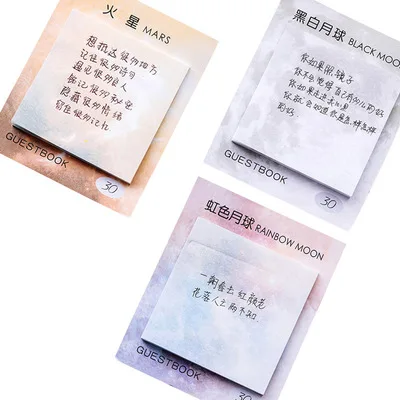 1 Набор блокнотов для записей стикеры заметок кавайная милая бумага с планетами