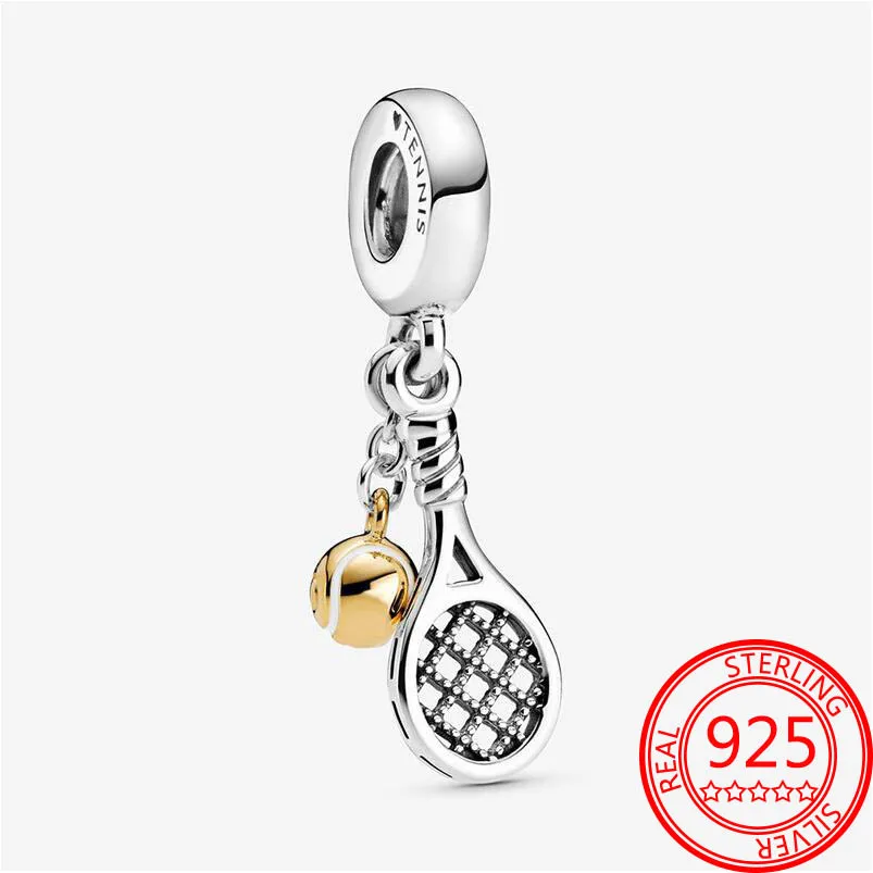 

Real 100% 925 Sterling Silver Sports Pendant Gold Tennis Ball Charms Fit Original Pandora Bracelet Necklace Jewelry