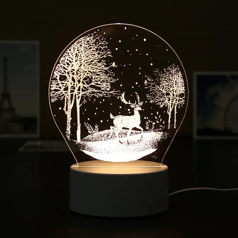 2019 новая горячая Рождественская лося светодиодная акриловая лампа 3D Визуальный