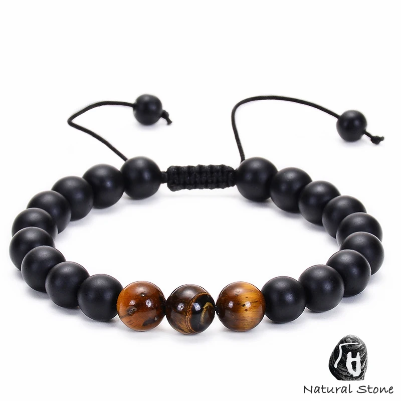 Мужские и женские 8 мм браслет с тигром натуральным камнем матовые браслеты из