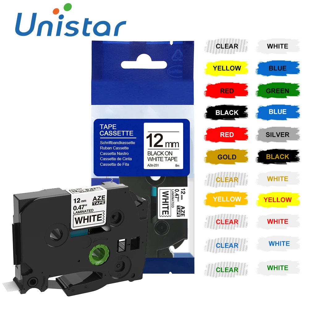 Лента для этикеток Unistar TZ 231 TZ231 tze231 ламинированная клейкая лента tze совместимая с