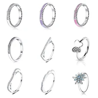925 sterling silver ring charms purple white pink epoxy diy butterfly crystal finger ring for women party jewelry