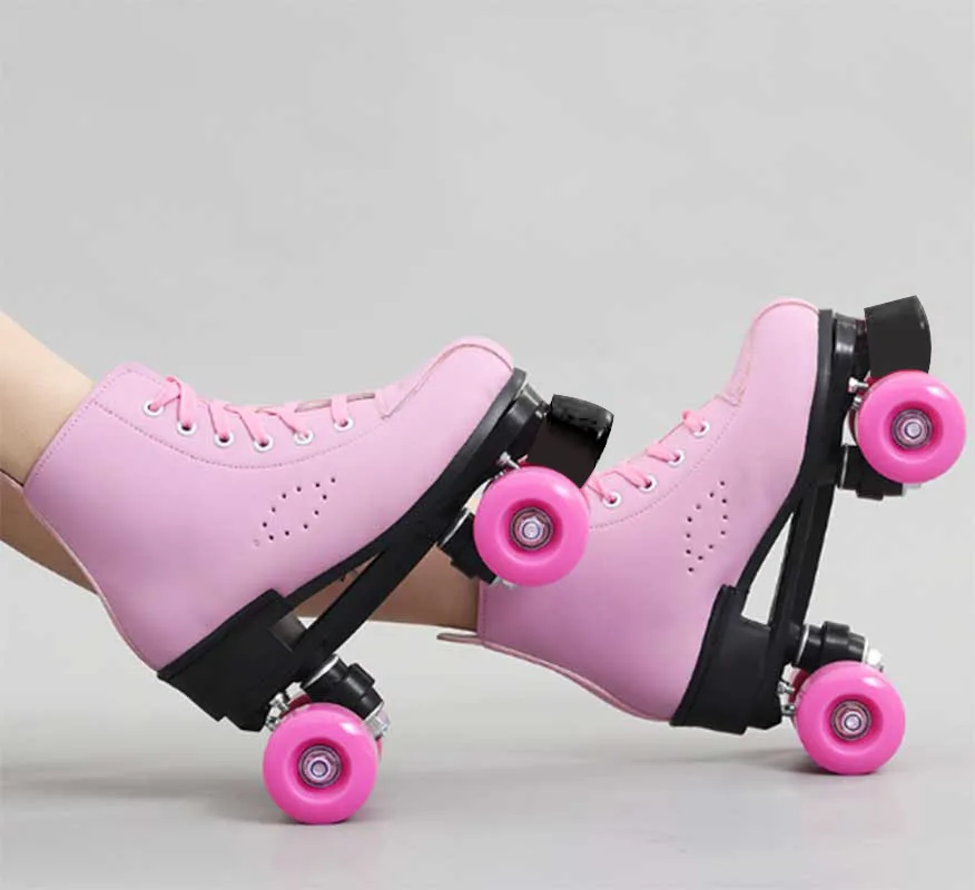 2021 Girls Women Adult Kids Roller Skates PU Leather Skating Shoes Sliding Quad Sneakers 4 wheels 2 Row Line Outdoor Gym Sports