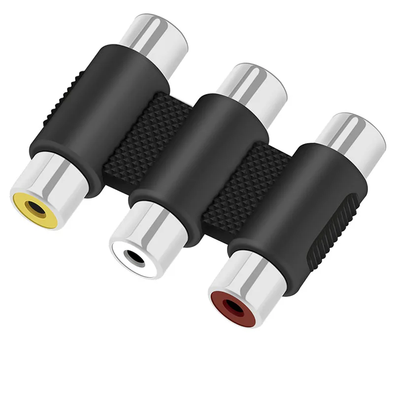 

3 RCA AV Connector Adapter Audio Video Connector 3RCA Female To Female Adapter Socket Extension Converter Multi-Functional Tools