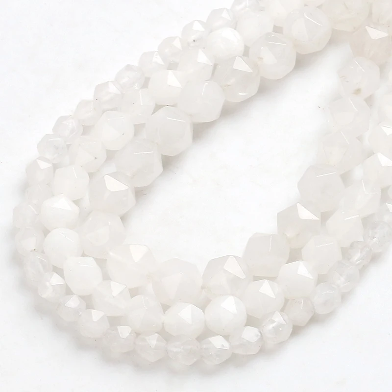

Natural Stone Faceted Transparent White Jaspers Spacers Loose Beads DIY Charms Bracelet Necklace for Jewelry Making 15"6/8/10mm