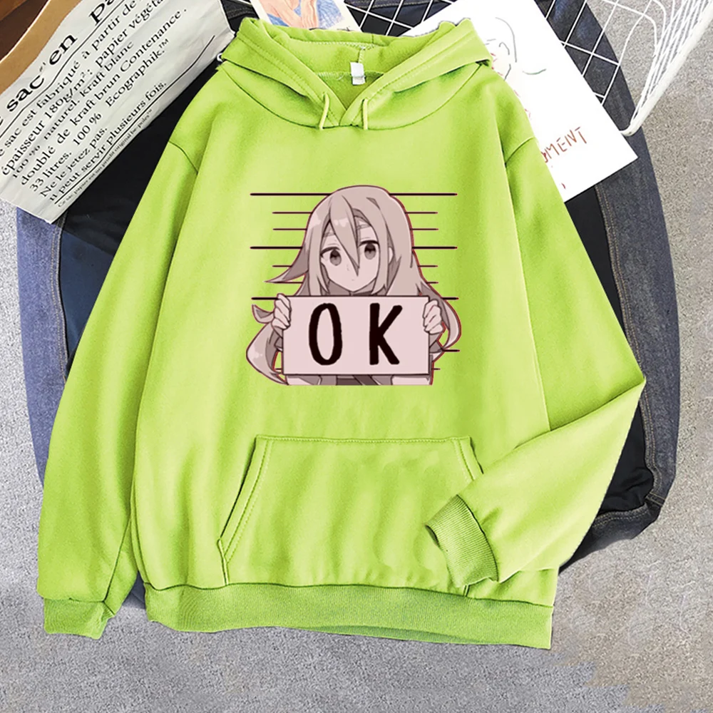 

Rachel Angels of Death OK Print Hoodies Anime Hoodie Japan Manga Hooded Womens Streetwear Kawaii Long Sleeve Khak Sweatshirts