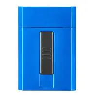 B BLUE Деловой стиль, 20 шт., чехол для хранения сигарет, ветрозащитная зарядка через usb, зажигалка из алюминиевого сплава, унисекс, коробка для хранения сигарет - Цвет: B BLUE