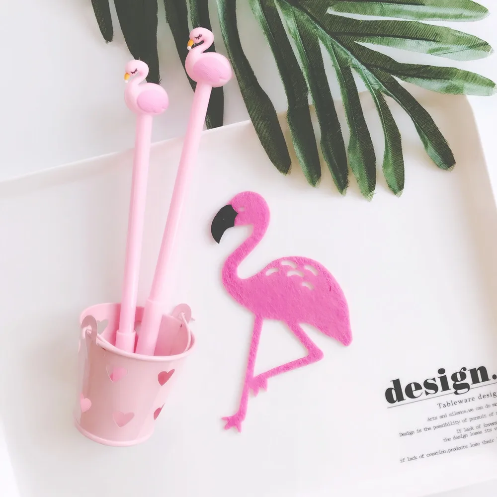 2Pcs Gel Pens Cute Flamingo 0.5mm Black Ink Pen Smooth Writing Neutral Stationery School & Office Supplies | Канцтовары для