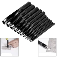 lmdz 12pcsfor diy leather hole punch round steel leather craft hollow hole punch cutter tool for watch bands leather belts