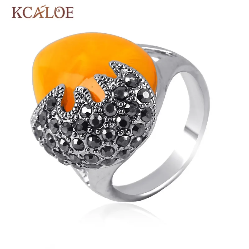 KCALOE обручальные кольца для женщин ретро-Кольцо из драгоценных камней оникс