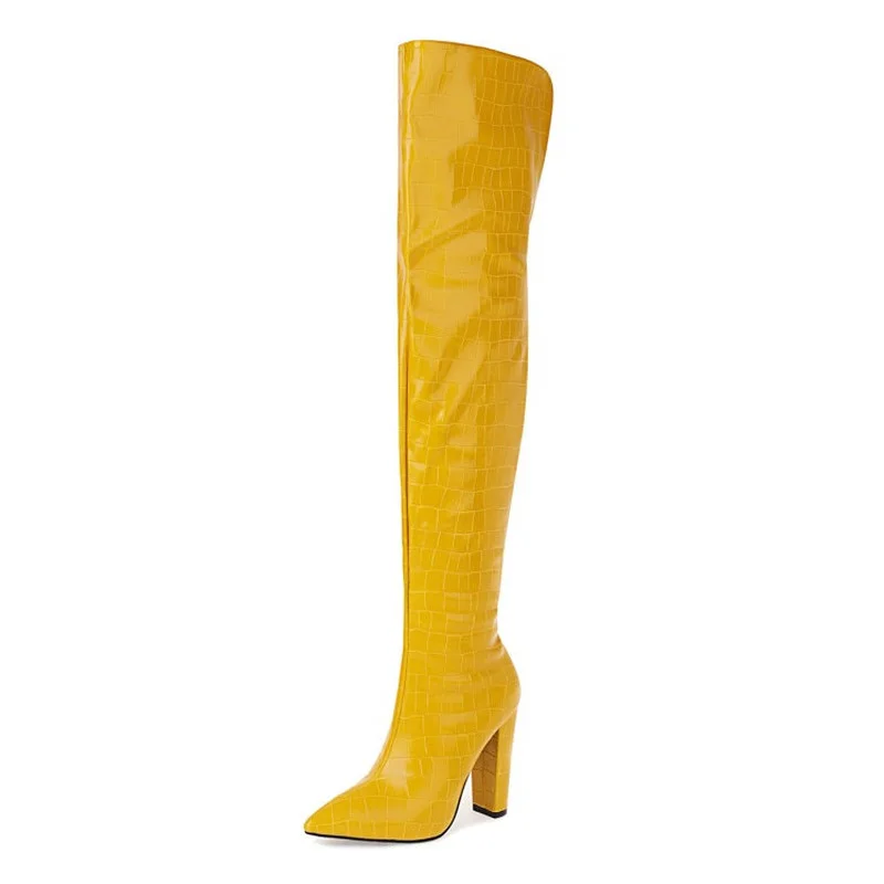 

2021 autumn and winter women's European and American fashion new pointed toe stiletto heel over the knee high-top women's boots