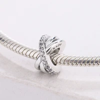 925 sterling silver sparkling and polished lines cz white zircon pendant charm bracelet diy jewelry making for pandora