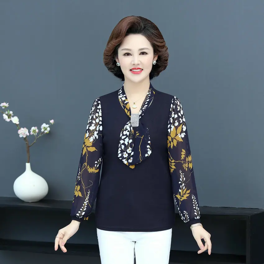 Женские блузки красного темно-синего цвета из 2 предметов весенне-осенние