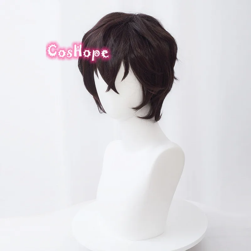 Dazai Osamu Cosplay Bungou Stray Dogs Men Short Dark Brown Wig Anime Heat Resistant Synthetic Wigs | Тематическая одежда и