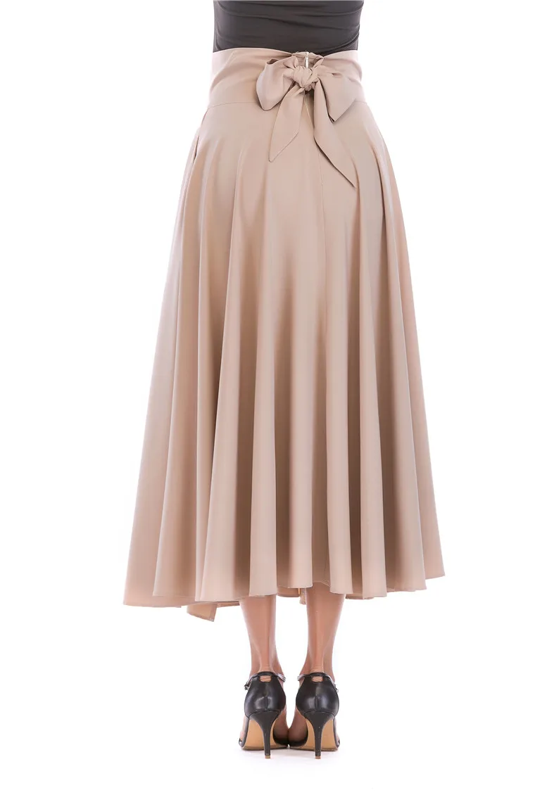 Neophil, базовые длинные юбки макси размера плюс 4xL, 100 см, мусульманское женское Плиссированное бальное платье с высокой талией и бантом, Longa Saias MS8323