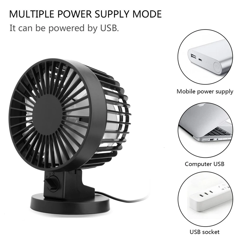 Personal Mini USB Fan Noiseless Table Desk with Dual Blades For Home Office Desktop(2 gears) Black | Бытовая техника