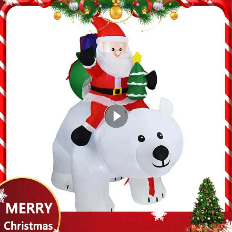 

1.7m Christmas Inflatable Shaking Head Doll Giant Santa Claus Riding Polar Bear Air Mold Outdoor Yard Home Decorations Fun Toys