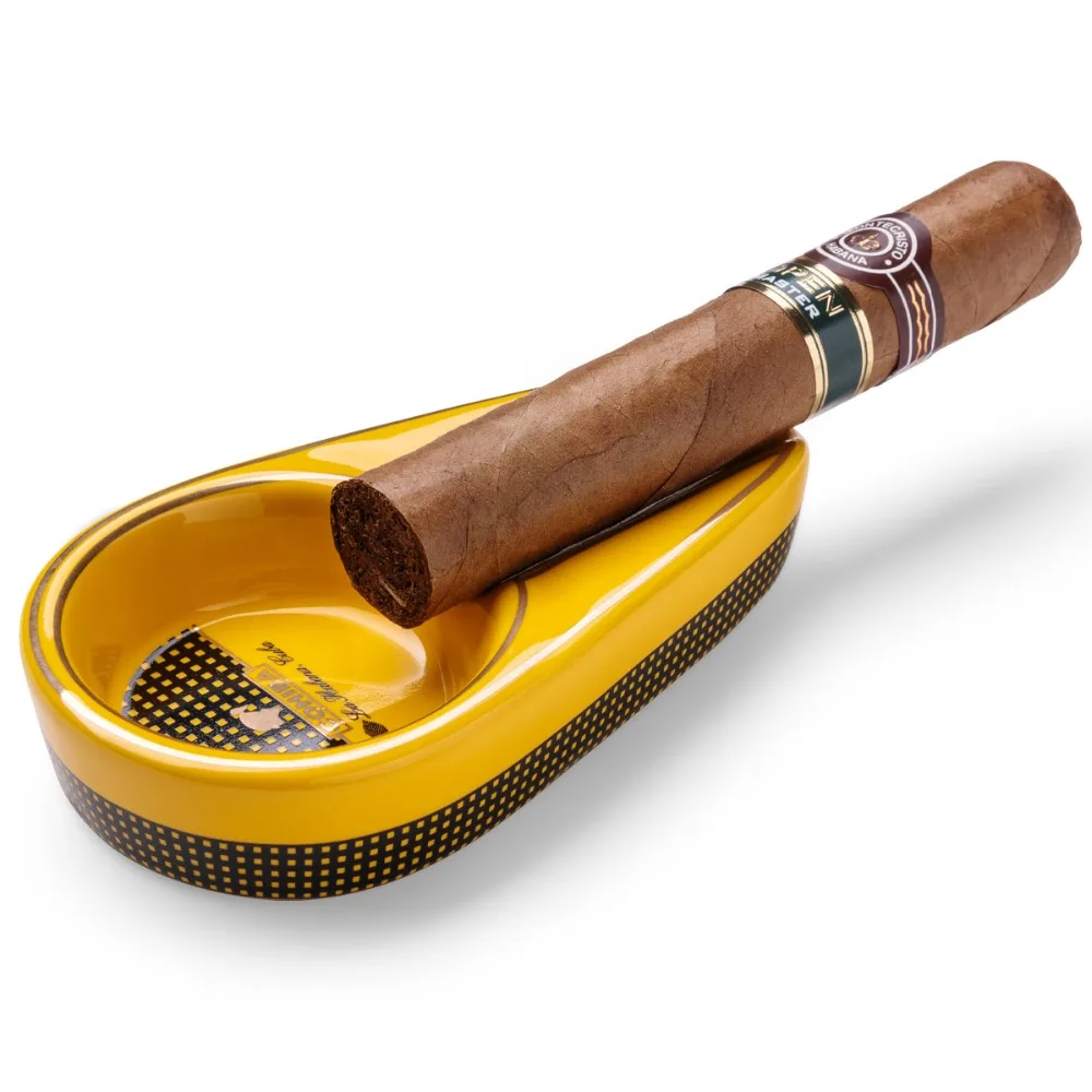 COHIBA сигарные гаджеты керамическая пепельница один держатель для сигар круглый пепельница 4 цвета желтый табачный аксессуар пепельница