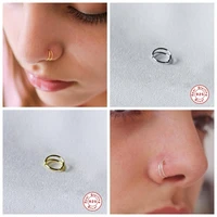 boako 925 sterling silver double circle nose rings for women girls small open hoop ring piercing cartilage stud body jewelry