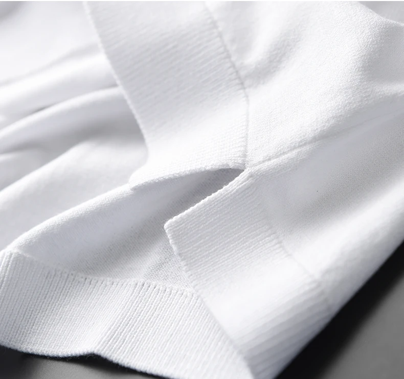 

Knitted Men T-shirts Luxury Solid Color Short Sleeve Mens T-shirts Plus Size 4xl White Slim Fit Round Collar Man Tee