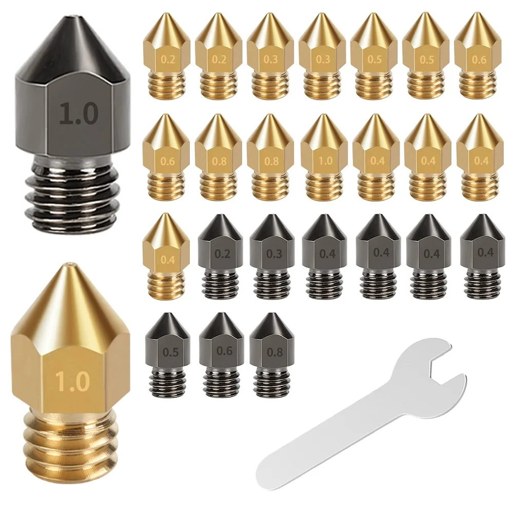 

RAMPS MK8 E3D Nozzle With Wrench Hardened Steel/Brass/Stainless Steel/Titanium Alloy M6Thread 0.2mm-1.0mm/1.75MM For 3D Printer