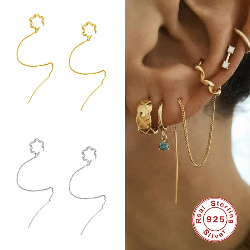 ROXI длинный тонкий канал серьги со шпилькой для женщин девочек твист ухо клип