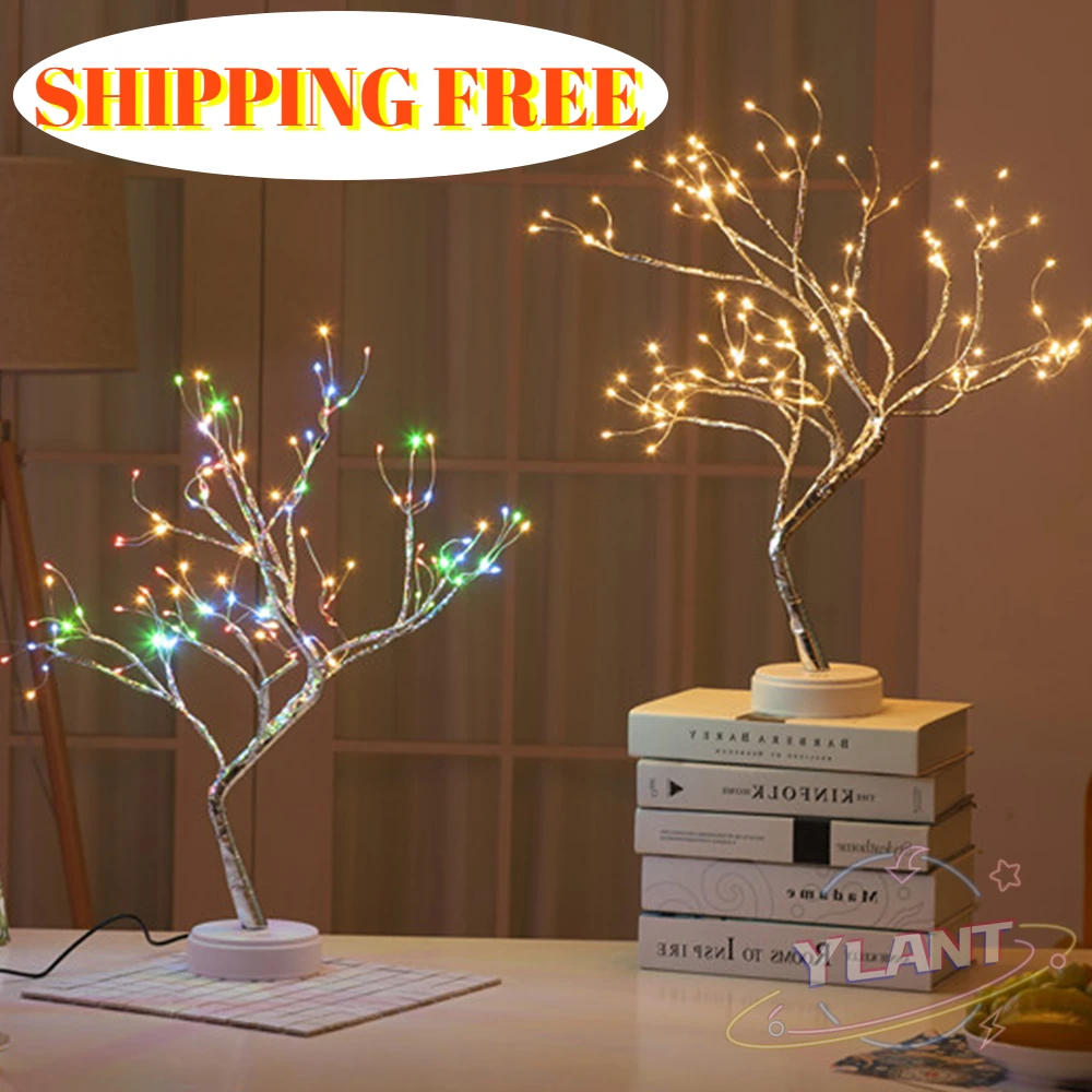 

Home Decoration Night Lamp For Bedroom Bedside Table Lamp Battery Operated 36pcs/108pcs LED Copper Wire Night Light Tree Light