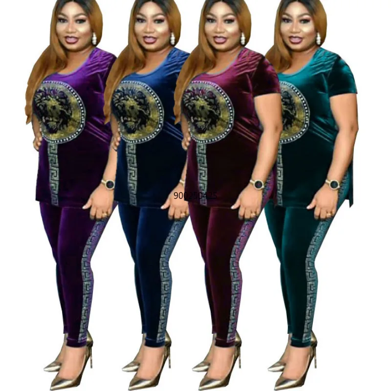 2 шт. для женщин Бархатные комплекты малышей Топ + юбка миди осень зима Дашики в