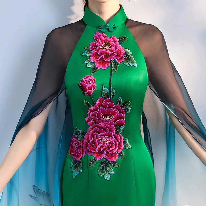 Женское вечернее платье в пол Элегантное Длинное Платье-Ципао китайском стиле