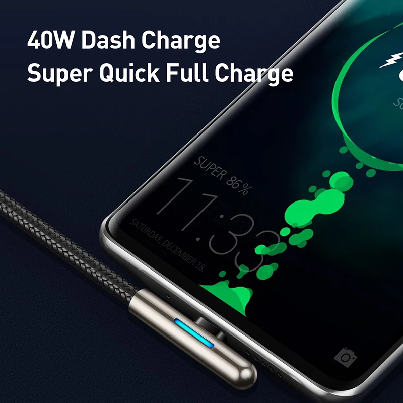 Baseus 40 Вт Освещение USB Type C кабель для Huawei Mate 30 20 P30 P20 P10 Pro Lite 4A тире зарядное