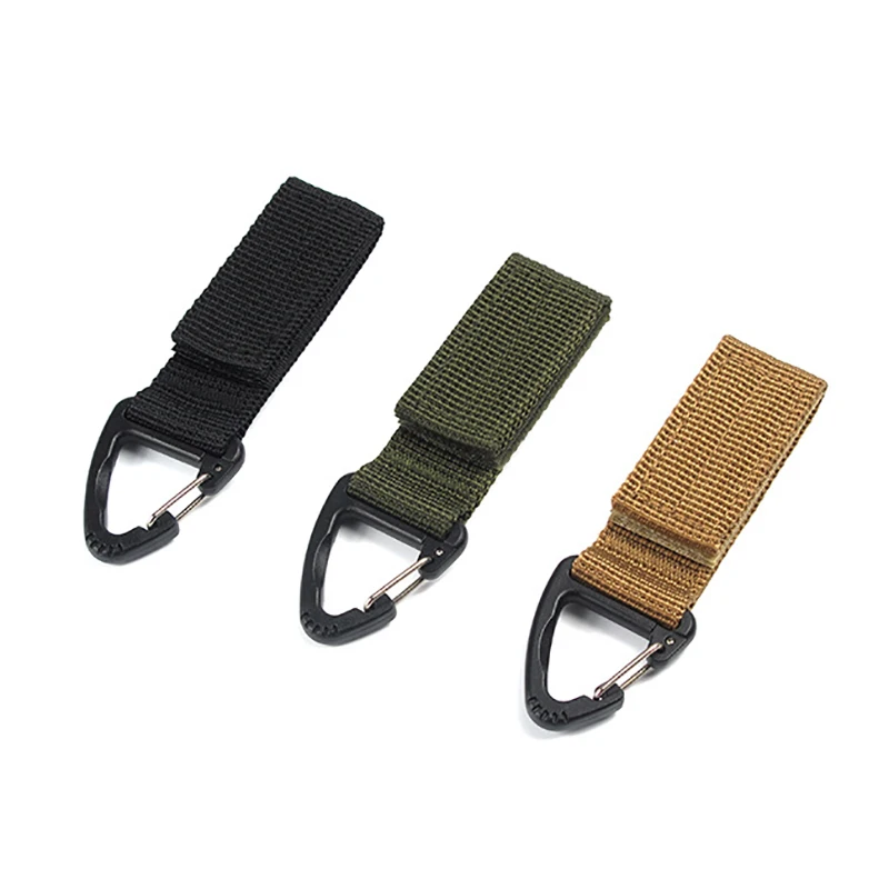 

1Pcs Outdoor Camping Hiking Molle Tactical Nylon Ribbon Knapsack Keychain Triangle Backpack Waist Bag Fastener Hook Buckle