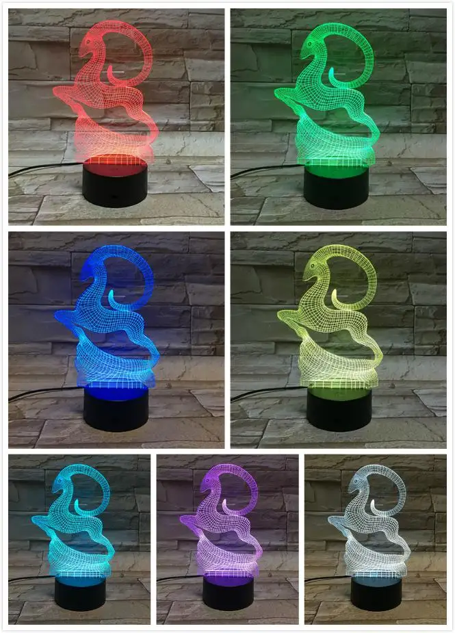 Рождественский олень Ночной светильник светодиодный сенсорный датчик RGB олень декоративная 3D лампа Детский комплект подарок Sika олень настольная лампа спальня Лось - Испускаемый цвет: 3