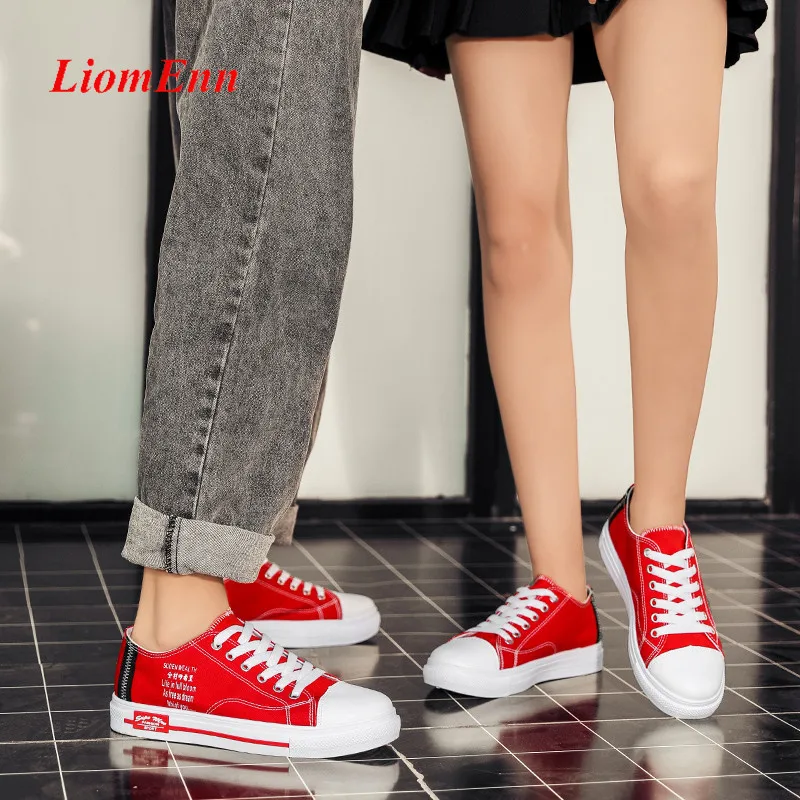 

Red Yellow Canvas Shoes Woman Flats Casual Sneakers Women Shoes 2021 Spring Tennis Sport Shoes Unisex Comfort Plus Size 35-44